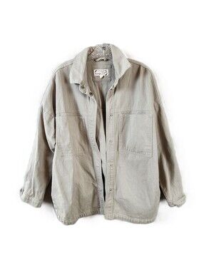 Stoosh Vintage Denim Jacket Large Beige 3/4 Sleeve